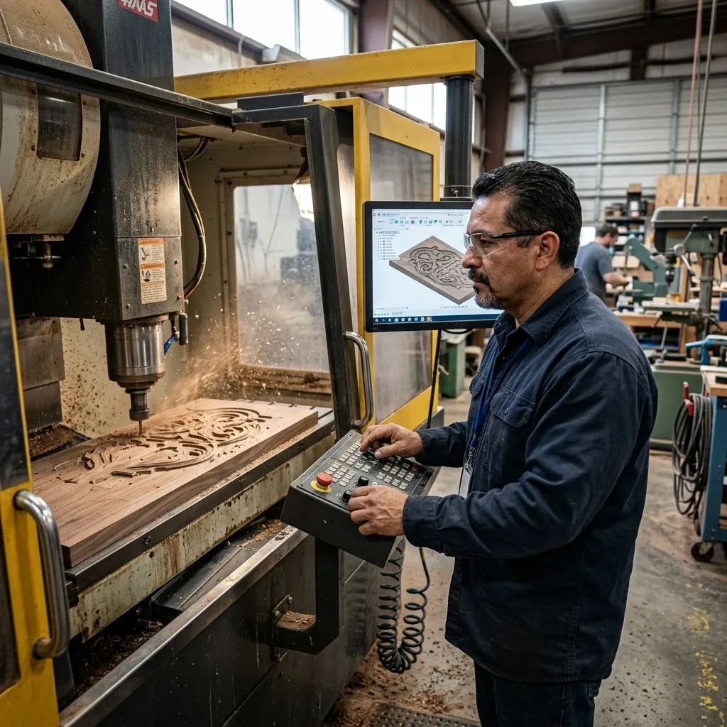 Ingeniero Ricardo diseñando con Fusion 360 frente a router CNC AccTek - Ingeniería de Autor DTM.