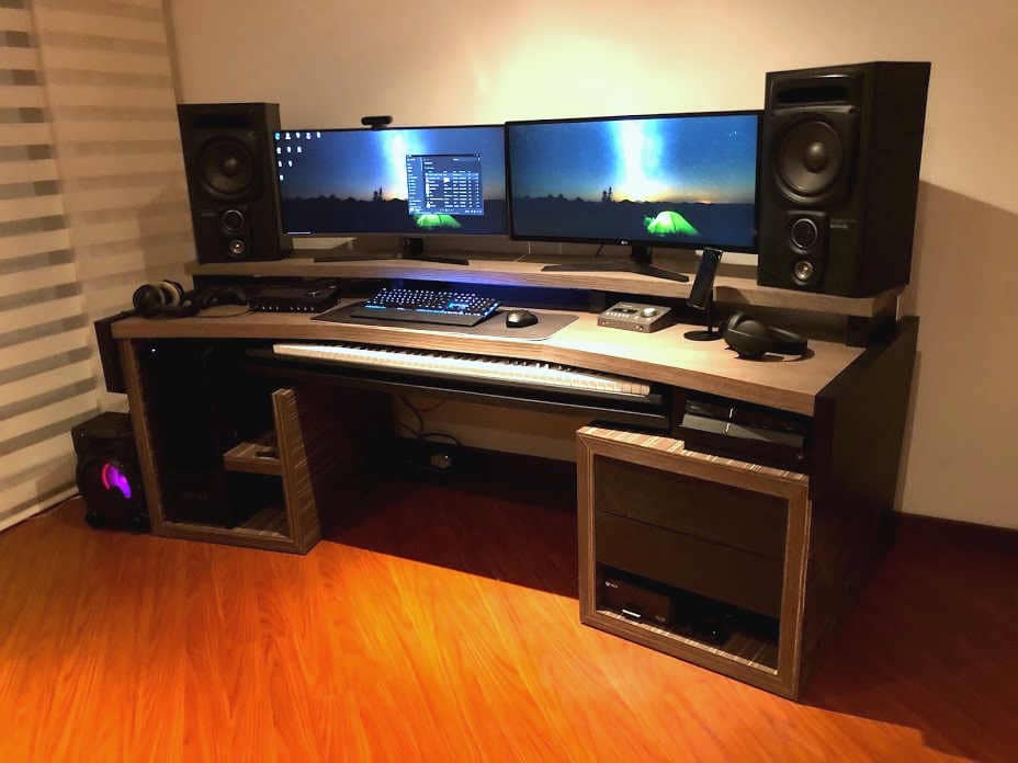 mueble para monitor doble y teclado MIDI